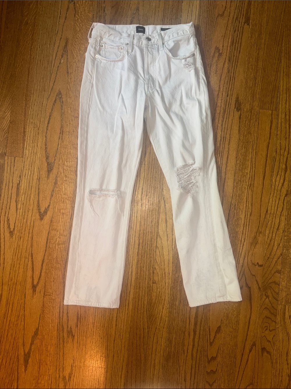 Edwin | Kali Straight distressed Ankle Jeans Very Light Pink-Size 24
